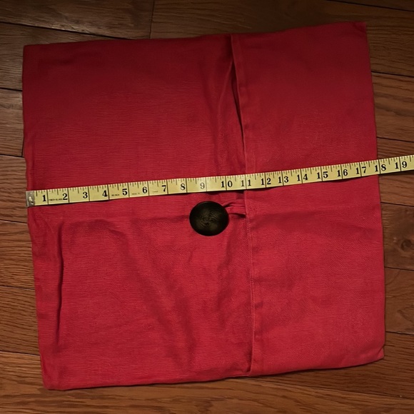 Pottery Barn Red accent pillow cover with brown button - Picture 9 of 11
